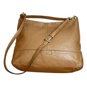 Coach Leather Hobo Shoulder/H Bag Tan Gold Creed E1373-F23293 - Designer #1487‎